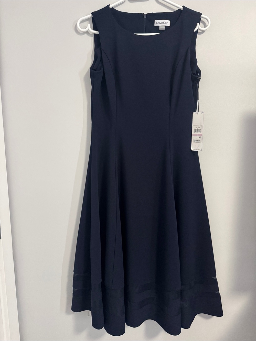 Calvin Klein Midnight Navy Sleeveless A-Line Midi Dress